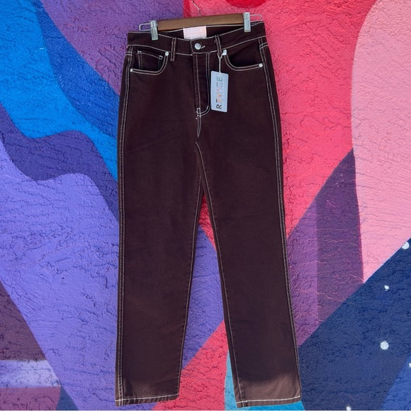 REVICE Denim - Revice brown miss me ex-boyfriend new with tags, white seam button fly, size 28